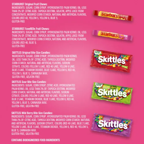 Vista 9 de SKITTLES & STARBURST - Surtido de caramelos de tamaño completo 37.05 onzas. Caja de 18