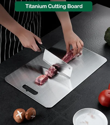 Vista 2 de Tablas de cortar de acero inoxidable para cocina, tablas de cortar de acero inoxidable 316, tabla de cortar de doble cara de grado alimenticio