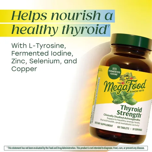 Vista 4 de MegaFood Fuerza tiroidea – Suplemento mineral – Apoyo tiroideo para mujeres con Ashwagandha, zinc, selenio, cobre, yodo y L-tirosina y mezcla