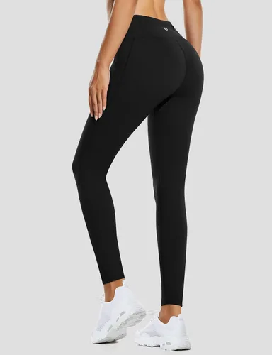 Vista 2 de BALEAF - Leggings con forro de vellón para mujer, resistentes al agua, térmicos, cálidos, de cintura alta, con bolsillos, para correr