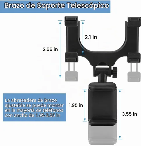 Vista 6 de Clip de agarre universal para espejo retrovisor de coche, soporte universal para teléfono celular para iPhone Samsung HTC GPS Smartphone