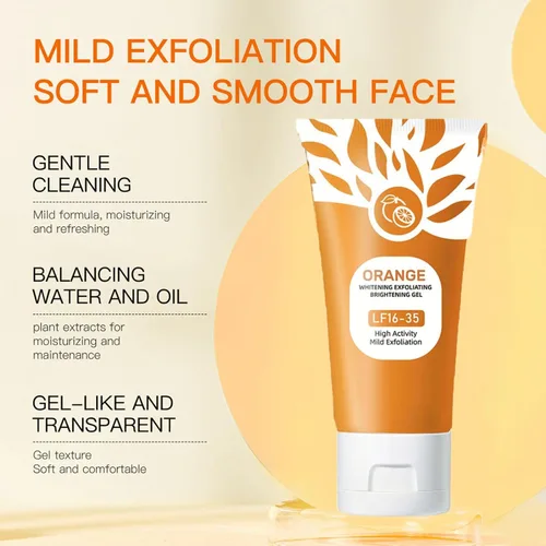 Vista 3 de Orange Enzymes - Exfoliante en gel exfoliante para rostro y cuerpo, gel naranja de limpieza profunda para eliminar puntos negros, exfoliante
