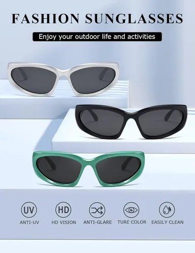 Vista 3 de kimorn Y2K K1273 - Lentes de sol polarizados envolventes para mujeres y hombres, Swift Oval Fashion Sport Shades