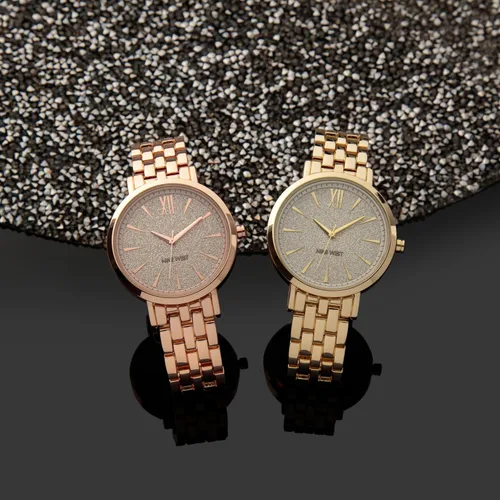 Vista 5 de NINE WEST Reloj con esfera acentuada con purpurina para mujer, NW2402