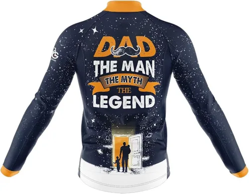 Vista 2 de ZOLO GIFTS Mens Cycling Jersey, Dad The Man The Myth The Legend with Navy Blue, Long Sleeve Bike Shirt with Pockets