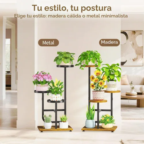 Vista 7 de LASZOLA - Estante alto para plantas para esquina interior, 3 niveles de metal, color negro 2-Negro clásico