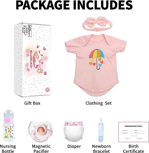 Vista 6 de SCOM Muñecas realistas de bebé Reborn – Meadow - Muñecas realistas de 18 pulgadas para niña recién nacida, cuerpo de tela, extremidades de vinilo