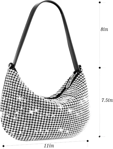 Vista 4 de Montana West Bolsa de lentejuelas brillantes para fiesta de noche, bolsa de diamantes de imitación, bolso de mano cruzado para mujer