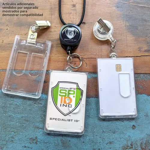 Vista 6 de Specialist ID - Soporte para tarjetas de doble cara resistente, capacidad para 2 tarjetas, vertical de policarbonato, insignias de plástico duro