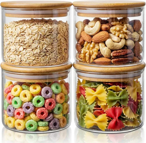 Vista 9 de HomArtist Contenedores de almacenamiento de vidrio extra grandes para harina y azúcar con tapa hermética, 105 fl oz x1 y 48 fl oz x1 [Juego de 2]