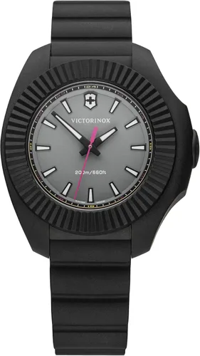 Vista 4 de Victorinox INOX - Reloj analógico de cuarzo con esfera gris y correa de goma negra Negro