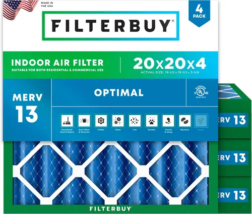 Vista 69 de Filterbuy Filtro de aire MERV 13 de 8 x 14 x 1 pulgadas, protección óptima contra el humo y la alergia (paquete de 4), filtros electrostáticos