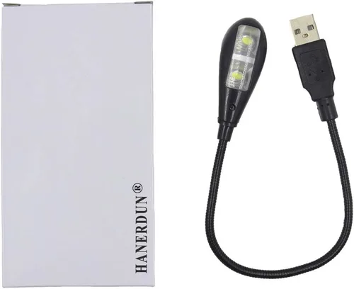 Vista 7 de HANERDUN - Lámpara LED brillante USB para portátil, color negro Lámpara de lectura, cuello flexible