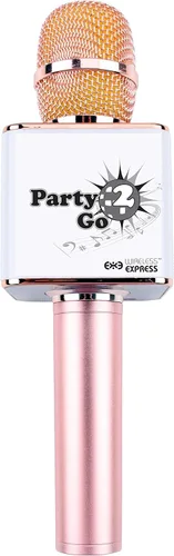 Vista 3 de Party2Go - Juego de micrófono de karaoke Bluetooth y bola de discoteca (rosa)