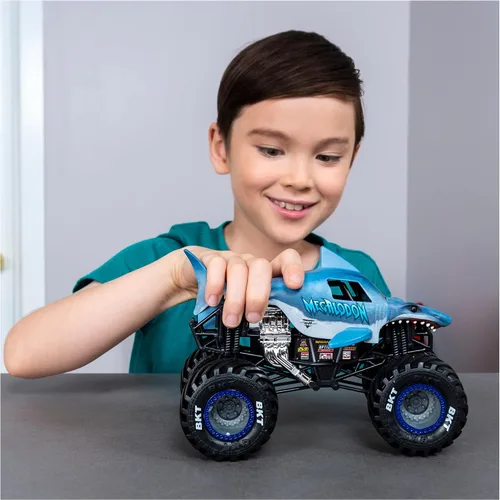 Vista 2 de Monster Jam Oficial - Camión monstruo de Megalodón, vehículo fundido a presión, escala 1:24 Megalodon V1