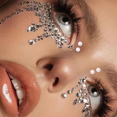 Vista 5 de NOOEPC Gemas faciales para el cabello, joyas autoadhesivas para la cara, joyas de ojos, diamantes de imitación para la cara, gemas para el rostro