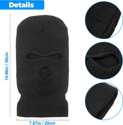 Vista 2 de 2 piezas de 3 agujeros de cara completa máscara de esquí máscara de invierno pasamontañas gorra cubierta de la cara cubierta de la cara cubierta