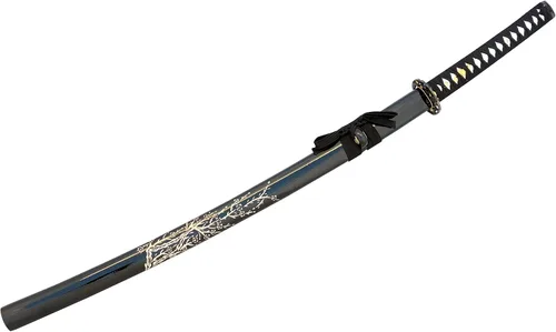 Vista 5 de Vulcan Gear Espada Katana Samurai japonesa clásica hecha a mano con vaina y soporte de madera de una sola espada, estilo elige tu mango (Tsuba)
