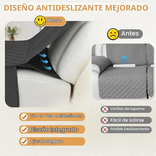 Vista 4 de HDCAXKJ 100% Fundas impermeables para sofá seccional reclinable en forma de L, funda de sofá reclinable acolchada lavable, fundas de esquina