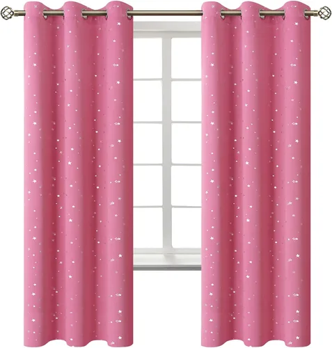 Vista 91 de BGment Cortinas opacas para dormitorio infantil, con aislamiento térmico, con ojales, estampado de estrellas plateadas, cortinas para oscurecer