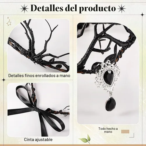 Vista 3 de Zeyune Halloween Renaissance Fairy Accessories Set, Elf Headpiece