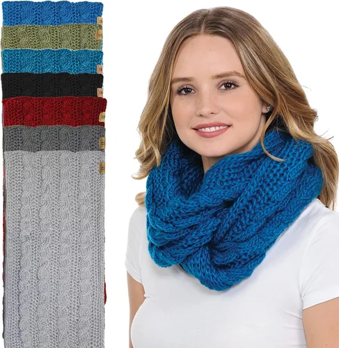 Vista 2 de BASICO Infinity Scarf Bufanda de punto de ganchillo de invierno en talla única