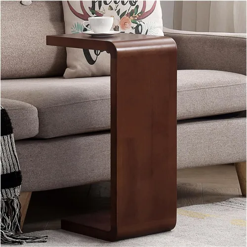 Vista 8 de Mesa auxiliar en forma de C, mesa auxiliar de madera maciza para sofá, cama y sala de estar, mesa auxiliar pequeña para aperitivos que ahorra