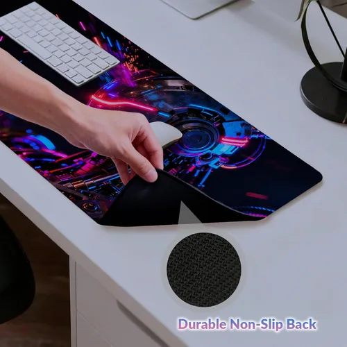Vista 5 de Alfombrilla de mouse grande extendida para juegos, base antideslizante, superficie lisa, alfombrilla de mouse a prueba de derrames, anime, Cyberpunk