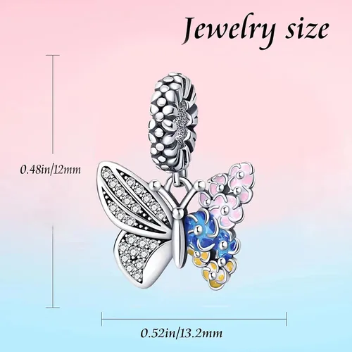 Vista 2 de Abalorios de plata de ley 925 para pulseras Pandora, regalos de joyería para mujer y niña.