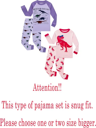 Vista 2 de Family Feeling - Conjunto de pijama de 2 piezas para niñas pequeñas, 100% algodón, pijamas para niñas grandes