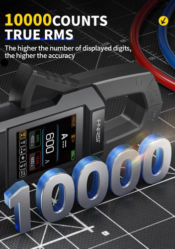 Vista 3 de 【Nuevo Actualizado】 FNRSI DMC-100 - Multímetro de Pinza de 10000 Cuentas True RMS, 600A de Corriente AC/DC y 750V de Voltaje, Detección NCV