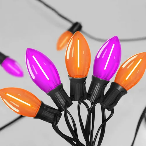 Vista 12 de SUNSGNE Luces LED C9 de Navidad para exteriores, luces de Navidad al aire libre con 27 bombillas LED de color blanco cálido (2 de repuesto)