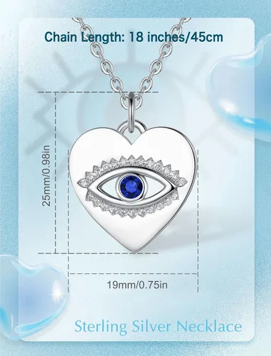 Vista 6 de INFUSEU Collares de plata de ley contra el mal de ojo para mujeres y niñas, regalos únicos de amuleto de protección