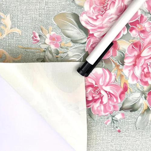 Vista 3 de SimpleLife4U papel adhesivo retro de rosas verde claro para recubrimiento de estantes, adhesivo para mesas y puertas de 17.7 pulgadas por 9.8 pies