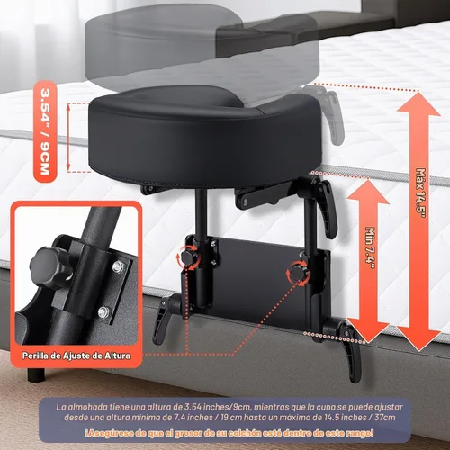 Vista 3 de Kit de masaje para la parte superior del colchón para el hogar, reposacabezas de masaje universal para cama, altura ajustable de hasta 14.5