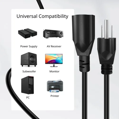 Vista 4 de TNP - Tira de cable de extensión de alimentación universal (3 pies), cable