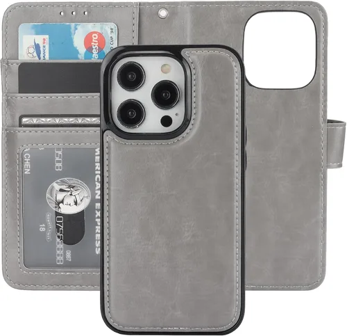 Vista 17 de Bocasal - Funda tipo cartera desmontable para iPhone 14 Pro, color negro