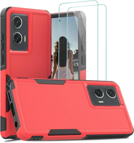 Vista 80 de Jeylly para Moto G Stylus 5G 2021 Funda con [2 Pack] Protector de Pantalla de Vidrio Templado, Protección Grado Militar Anti-Arañazos, Funda A