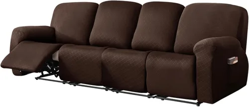 Vista 37 de vctops Funda reclinable con diamantes de 4 piezas, funda elástica para sofá reclinable de 1 plaza, protector suave y sólido para muebles con correa