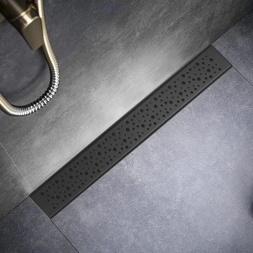 Vista 11 de Sharp-tec Drenaje lineal de ducha de 24 pulgadas, drenaje de piso rectangular cepillado, canal de drenaje de diseño en forma de V, acero inoxidable