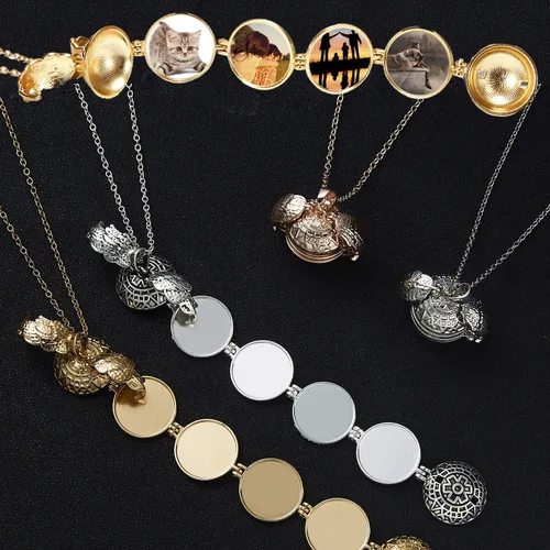 Vista 5 de Collar con camafeo que sostiene fotos extendidas, medallón de fotos para niñas, mujeres, para el día de la madre, San Valentín, cumpleaños, Año