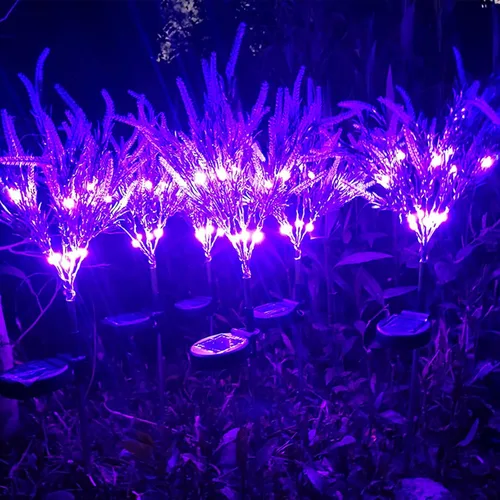 Vista 3 de Luces solares para exteriores, luces de jardín de lavanda, impermeables, luces decorativas insertadas para patio, iluminación de paisaje, luz