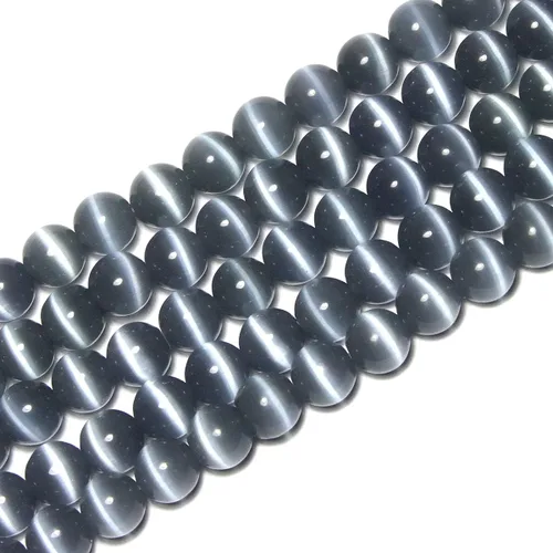Vista 15 de GEM-Inside - Cuentas sueltas de ojo de gato de 0.236 pulgadas (0.236 in), redondas, de cristal azul ácido, cuentas de energía para fabricación