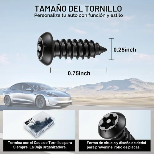 Vista 2 de Juego de tornillos antirrobo para placa de matrícula para asegurar marcos y cubiertas, pernos para placa de matrícula, tornillos M6 (1/4") a prueba
