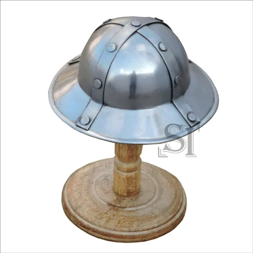Vista 3 de Day Zero Survival Kettle Hat XIII Century Medieval Crusader Knight Casco miniatura con soporte