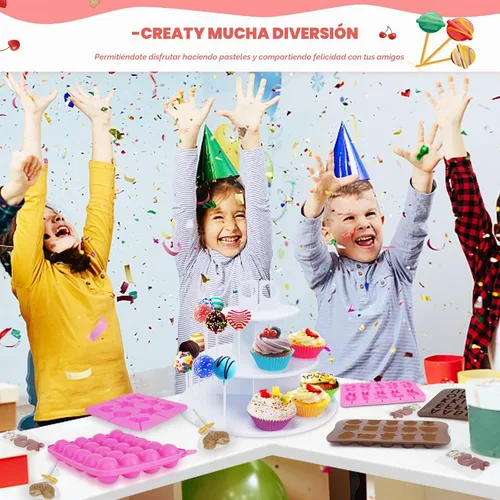 Vista 8 de Kit de 618 piezas para hacer pasteles con 5 juegos de moldes de silicona, soporte de exhibición de 3 niveles, olla para derretir dulces