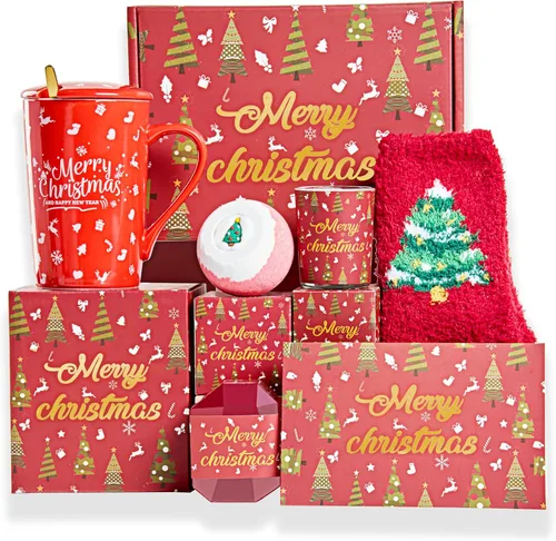 Vista 9 de Regalos de Navidad para mujeres, cesta de regalo única para ella, para mamá, esposa, novia, hermana, compañeras de trabajo, jefa, maestra