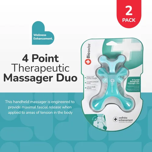 Vista 2 de BioSwiss Paquete de 2 masajeadores portátiles de cuerpo completo, herramienta de punto de presión de 4 piernas para espalda, cuello y hombro