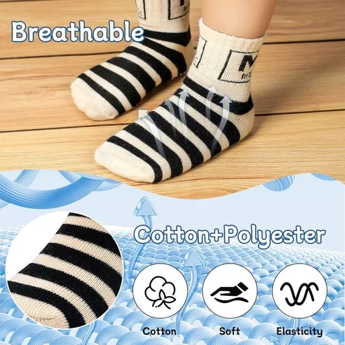 Vista 3 de Sosenfer Calcetines antideslizantes para niños pequeños con pinzas, 5-10 pares de calcetines antideslizantes para bebés de 1 a 7 años, hechos