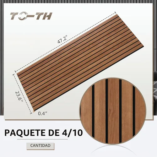 Vista 7 de TO-TH Juego de 4 paneles de pared insonorizados de 47.2 x 23.6 pulgadas con aspecto de madera, absorben el sonido, paneles acústicos grandes